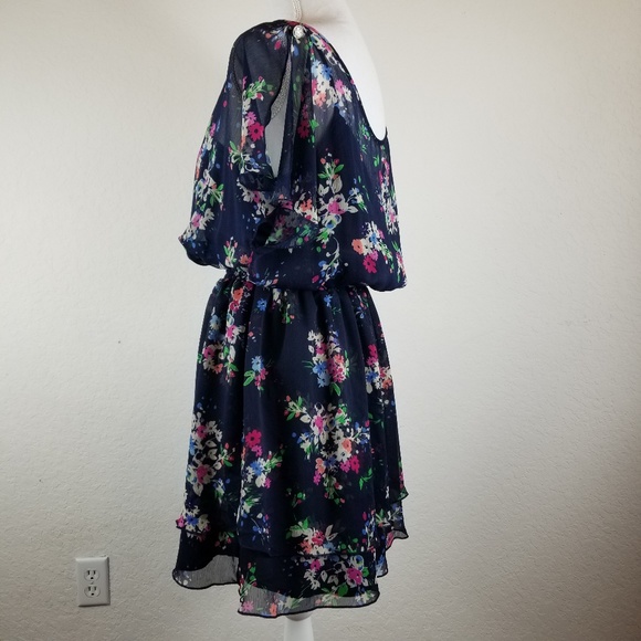 Expess flowy lined floral print mini dress - Picture 2 of 3